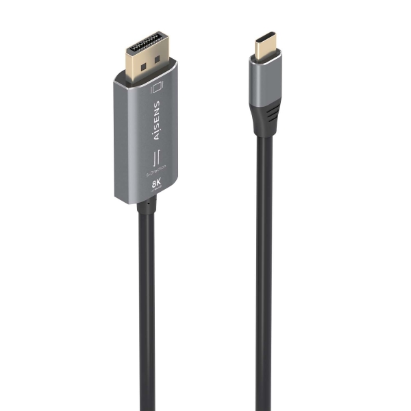 Aisens Cable Conversor Aluminio Bidireccional USB-C a Displayport 8K@60Hz - USB-C/M-DP/M - 1.8m - Co