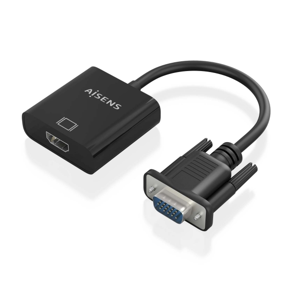 Aisens Cable Conversor SVGA+Audio a HDMI - SVGA/M+Jack 3.5/H+USB Microb/H-HDMI A/H - 20cm - Color Ne