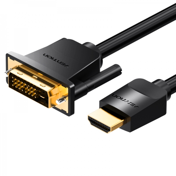 Vention Conversor DVI Macho a HDMI Macho - 1m - Color Negro