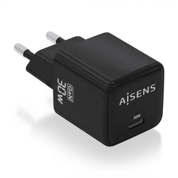 Aisens Cargador Gan USB-C 30W - Alta Eficiencia Energetica - Dise�o Elegante y Moderno - Tecnologia 