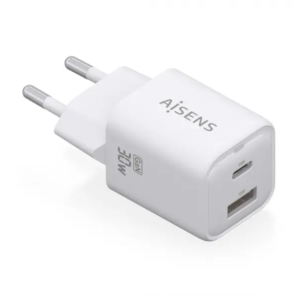 Aisens Cargador Gan USB-C 30W - Alta Eficiencia Energetica - Dise�o Elegante y Moderno - Tecnologia 