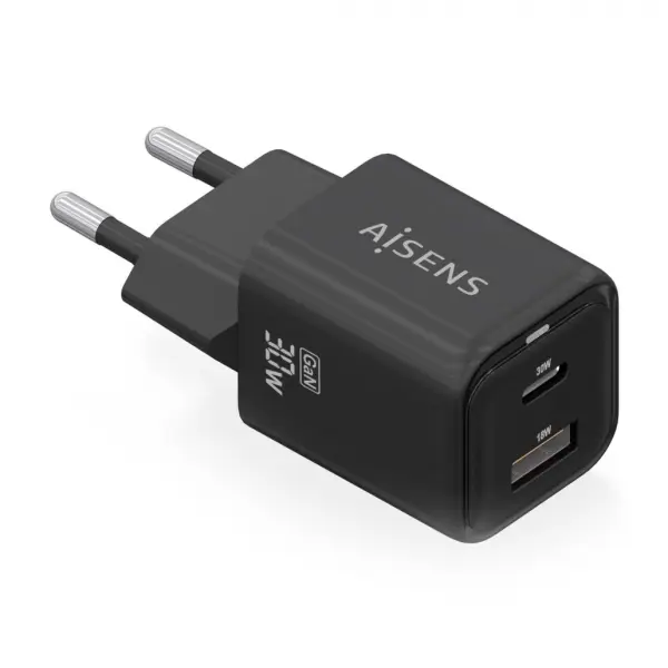 Aisens Cargador Gan USB-C 30W - Alta Eficiencia Energetica - Tecnologia AI para Carga Rapida - Multi