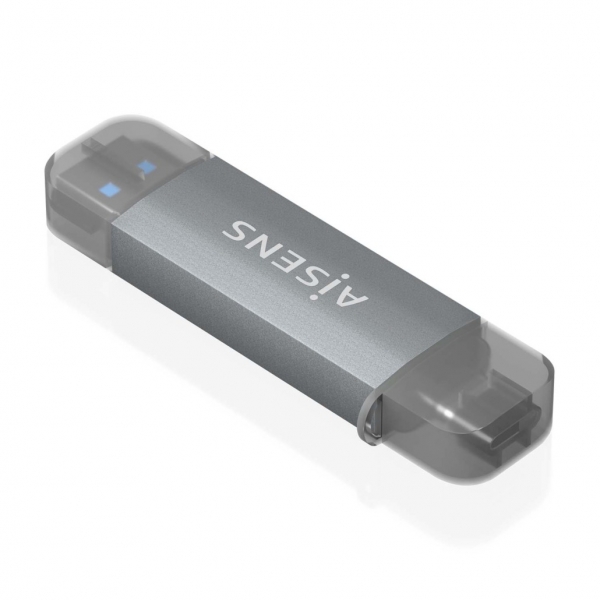 Aisens Lector de Tarjetas USB-C y USB-A - Compatible con SD, Micro SD, MMC, RS-MMC - Soporta USB 3.1