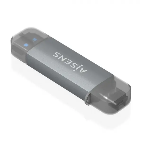 Aisens Lector de Tarjetas USB-C y USB-A - Compatible con SD, Micro SD, MMC, RS-MMC - Soporta USB 3.1