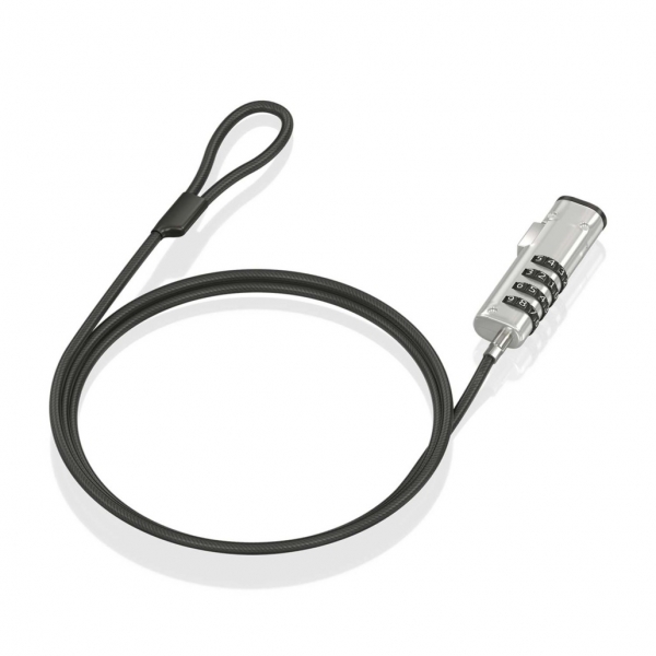 Aisens Cable de Seguridad Nano con Combinacion - Acero Revestido en Vinilo - Compatible con Ranura N