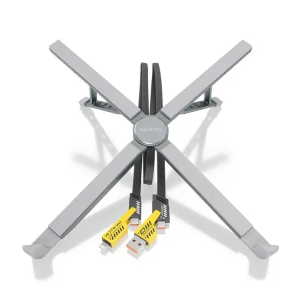 Aisens Soporte de Sobremesa Ajustable para Portatil / Tablet - USB-C - Docking 4 en 1 - Color Gris