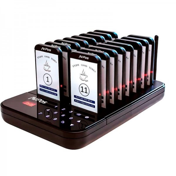 AVPos AVP-AC-T16 Avisador de Clientes - Base de Carga - 16 Unidades - 350/500m Alcance - 200 Mah - C