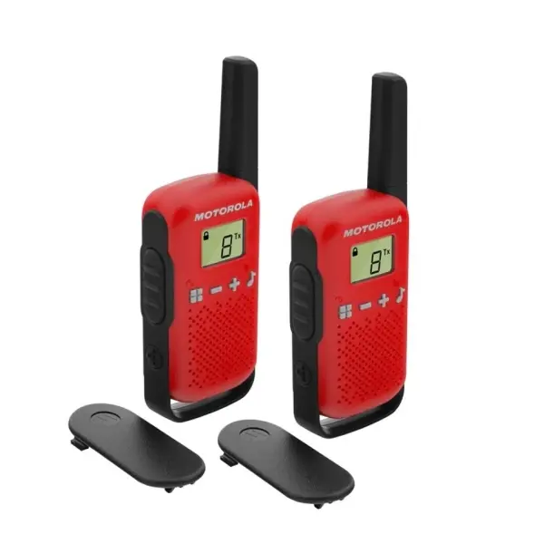 Motorola T42 Pack 2 Walkie Talkies - 16 Canales PMR446 - Alcance hasta 4Km - Autonomia hasta 18h - C