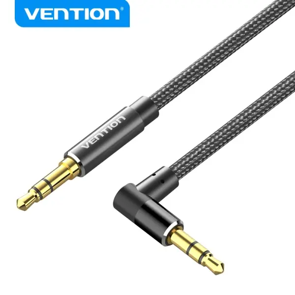 Vention Cable de Audio - Conector Angulo 90� - Chapado en Oro - Carcasa de Aluminio - Cobre Esmaltad