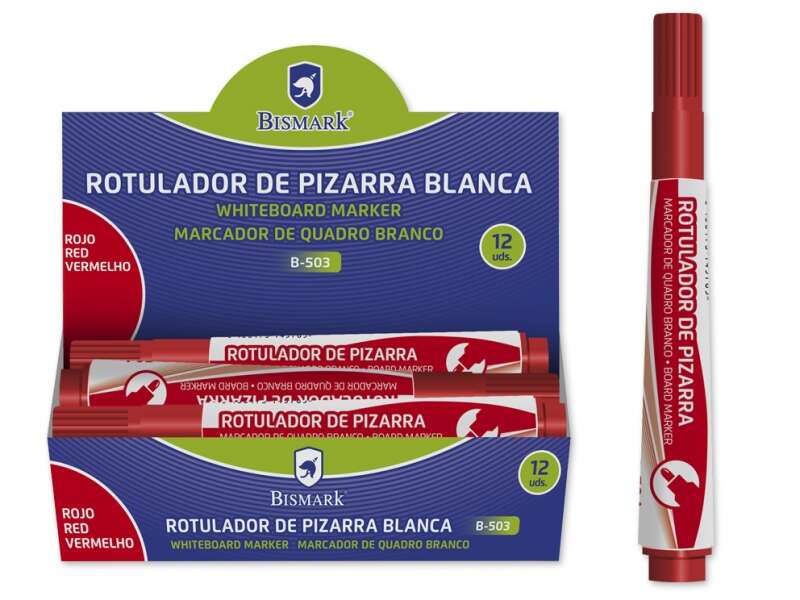 Bismark Rotulador para Pizarra - Tinta a Base de Alcohol - Punta Media de Fibra Acrilica - Punta Red