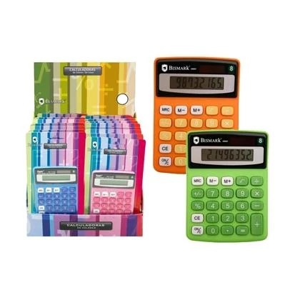 Bismark Calculadora Escolar de 8 Digitos - Funciones Basicas y Memoria - Alimentacion Solar y a Pila