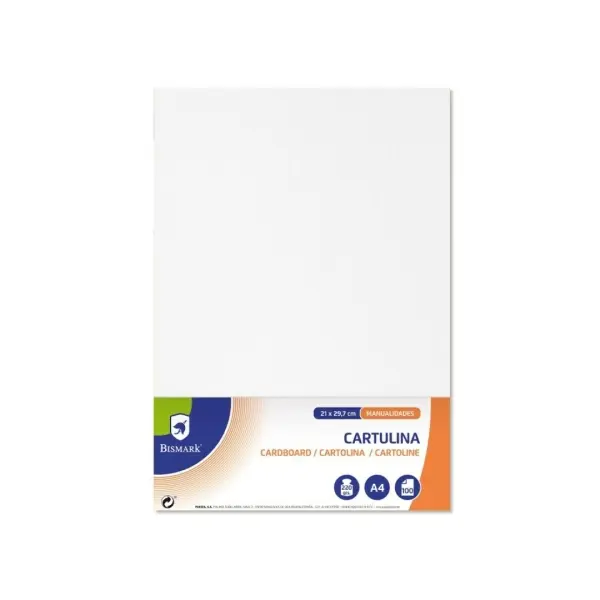 Bismark Pack de 100 Cartulinas 220 g/m� - Tama�o A4 - Color Blanco