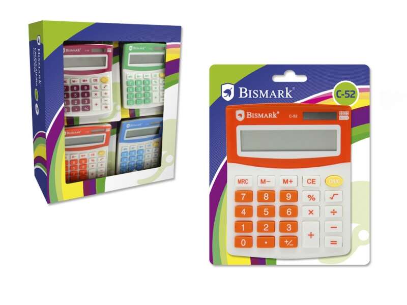 Bismark C-52 Calculadora Escolar de 8 Digitos - Funciones Basicas y Memoria - Alimentacion Solar y a