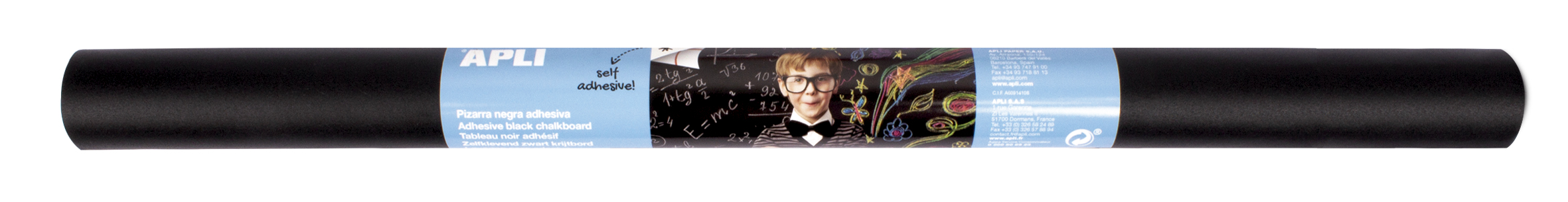 Apli Pizarra Negra Adhesiva Reposicionable - Tama�o 0.5x2m, Grosor 180m - Se Corta Facilmente - Apta