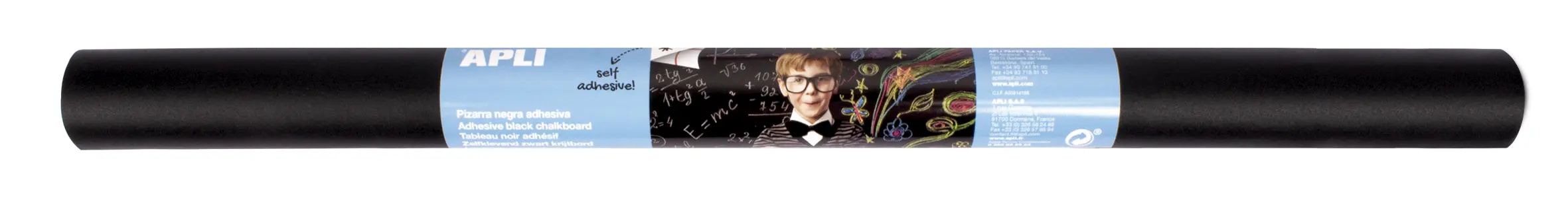 Apli Pizarra Negra Adhesiva Reposicionable - Tama�o 0.5x2m, Grosor 180m - Se Corta Facilmente - Apta