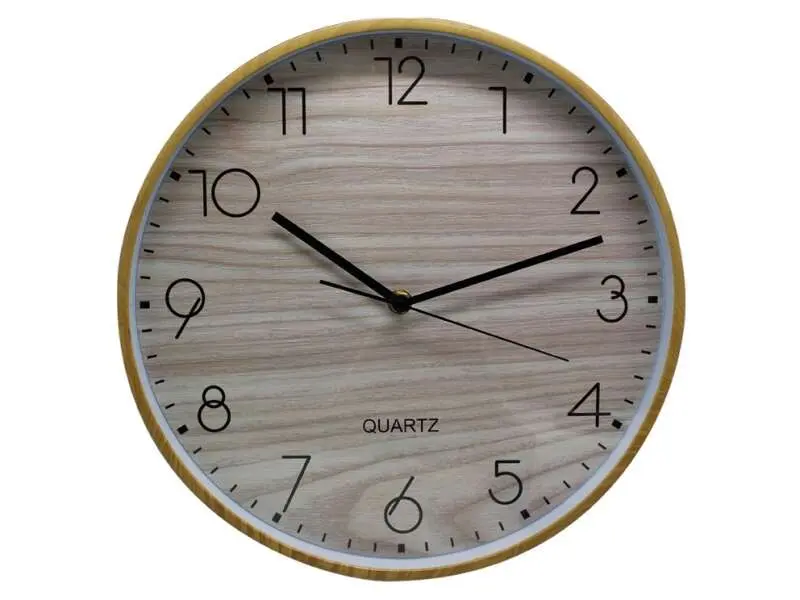 Bismark Reloj Oficina Marco Efecto Madera - Marco Plastico - Lente de Cristal - Manecillas de Alumin