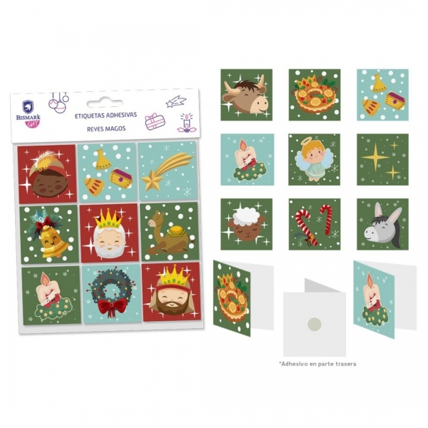 Bismark Pack de 9 Tarjetas de Felicitacion Navide�a - Adhesivo en la Parte Trasera - Dise�os Variado