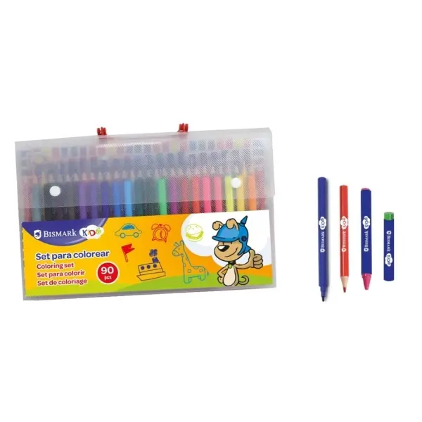 Bismark Maletin Escolar de Escritura con 20 Rotuladores de Colores, 30 Lapices de Colores, 20 Pintur