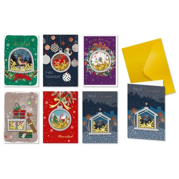 Bismark Pack de 24 Tarjetas de Felicitacion Navide�a con Sobre Dorado - Tama�o Tarjeta 11.5x17cm - D