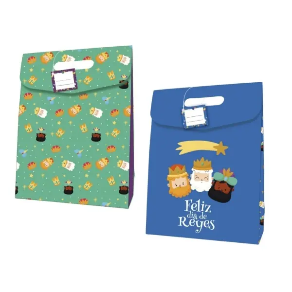 Bismark Bolsa de Carton Reyes Magos - Cierre Adhesivo - Tarjeta para Escribir - 2 Dise�os