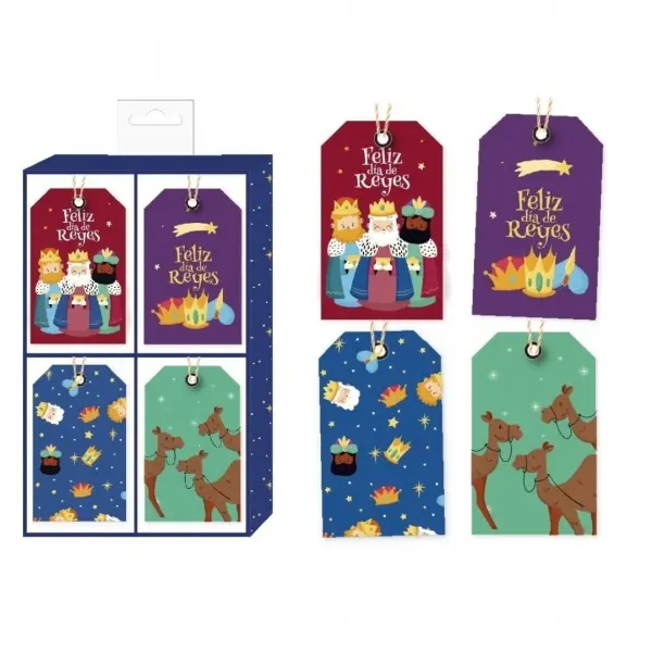 Bismark Pack de 24 Etiquetas Colgantes para Regalos - 4 Dise�os Navide�os - Incluyen Cordon