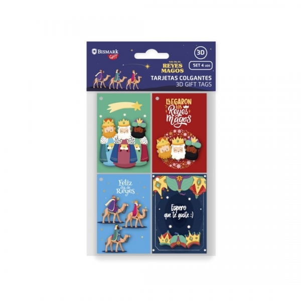 Bismark Pack de 4 Tarjetas de Felicitacion Navide�a - Dise�o con Relieve - Tama�o Cerrada 6x8cm,Abie