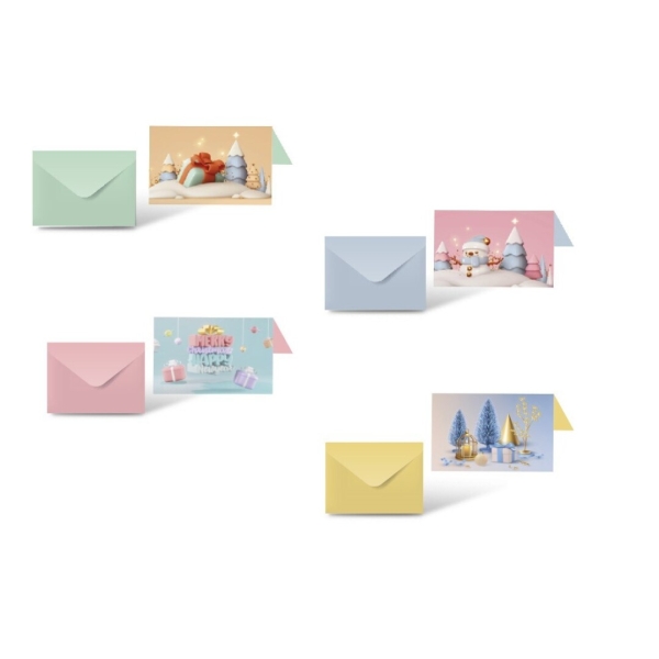 Bismark Pack de 24 Tarjetas de Felicitacion Navide�a con Sobre Pastel - Tama�o Tarjeta 12.5x17.5cm -
