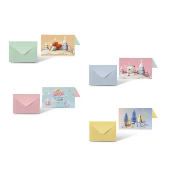 Bismark Pack de 24 Tarjetas de Felicitacion Navide�a con Sobre Pastel - Tama�o Tarjeta 12.5x17.5cm -