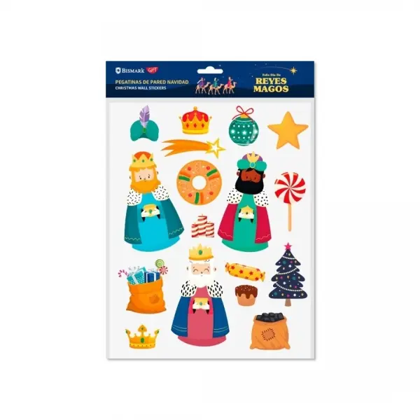 Bismark Pack de Pegatinas de Pared Navide�as - Incluyen los 3 Reyes Magos - Dise�os Surtidos