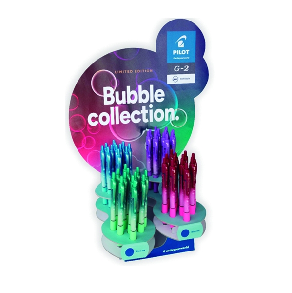 Pilot G2 Bubble Collection Expositor de 48 Boligrafos de Gel Retractiles - Punta de Bola 0.7mm - Tra