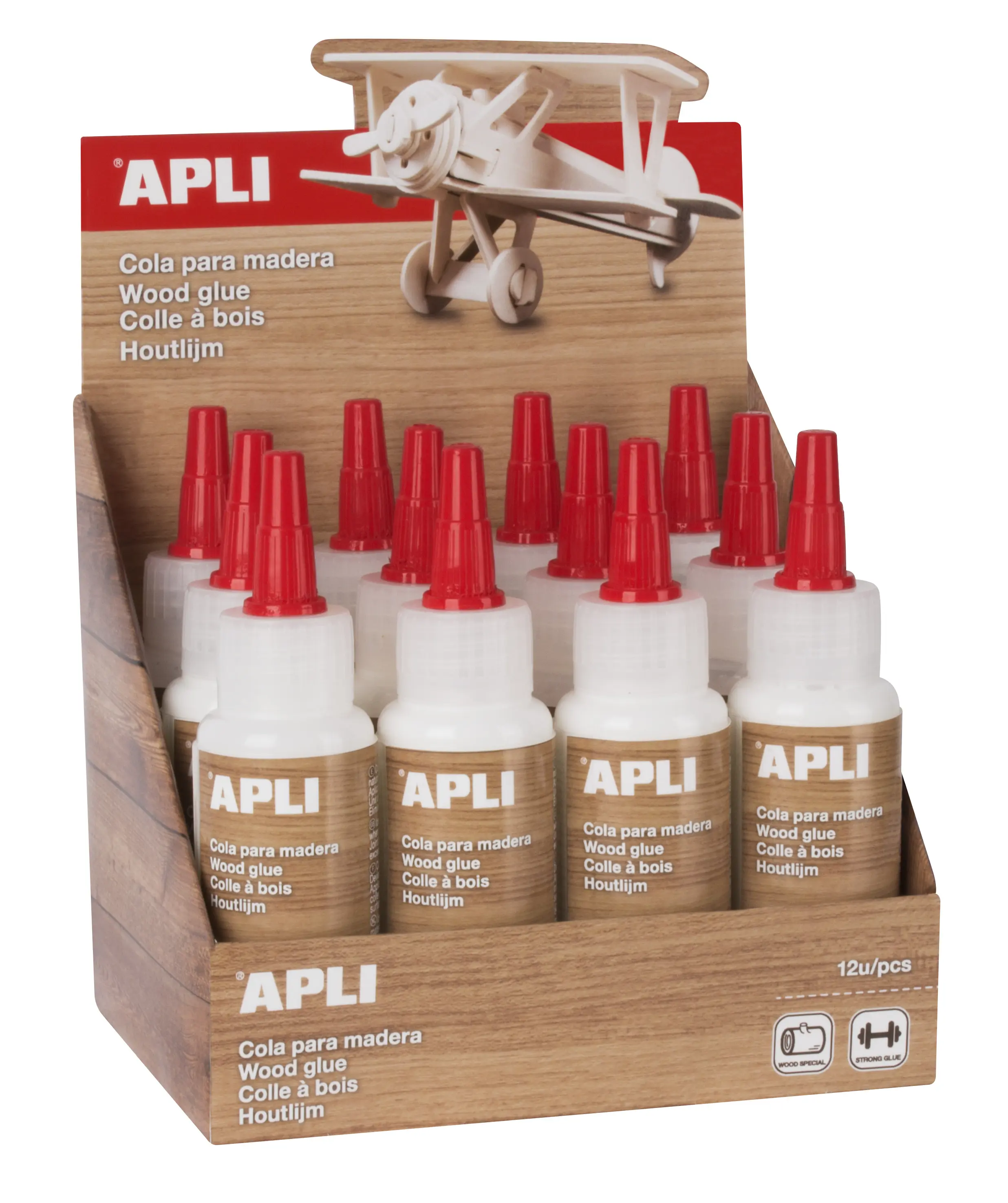 Apli Cola Madera 80ml - Gran Poder de Adhesion - Transparente al Secar - Aplicador de Precision Incl