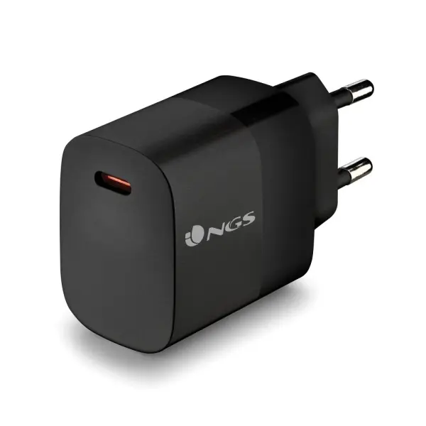 NGS Bud 20W Cargador GaN Universal de Pared 20W Ultrarapido - 1x USB-C PD & PPS - Color Negro