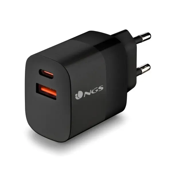 NGS Bud 45W Cargador GaN Universal de Pared 45W Ultrarapido - 1x USB-C PD & PPS, 1x USB-A QC 3.0 - C