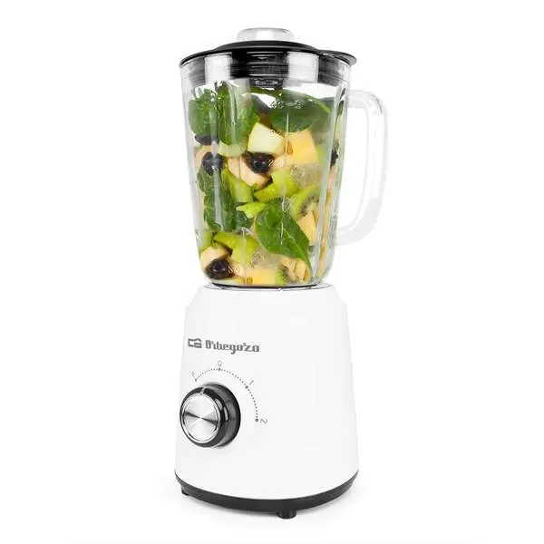 Orbegozo BV 5040 Batidora de Vaso Potente y Segura - 500W de Potencia - Vaso de Cristal de 1.5L - Cu