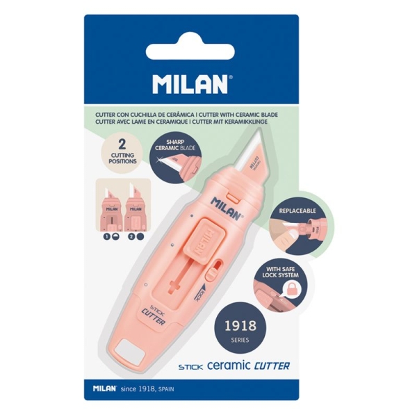 Milan Coleccion 430 Cutter de Hoja Ceramica Reemplazable - Cuchilla con Protector - Bloqueo de Segur