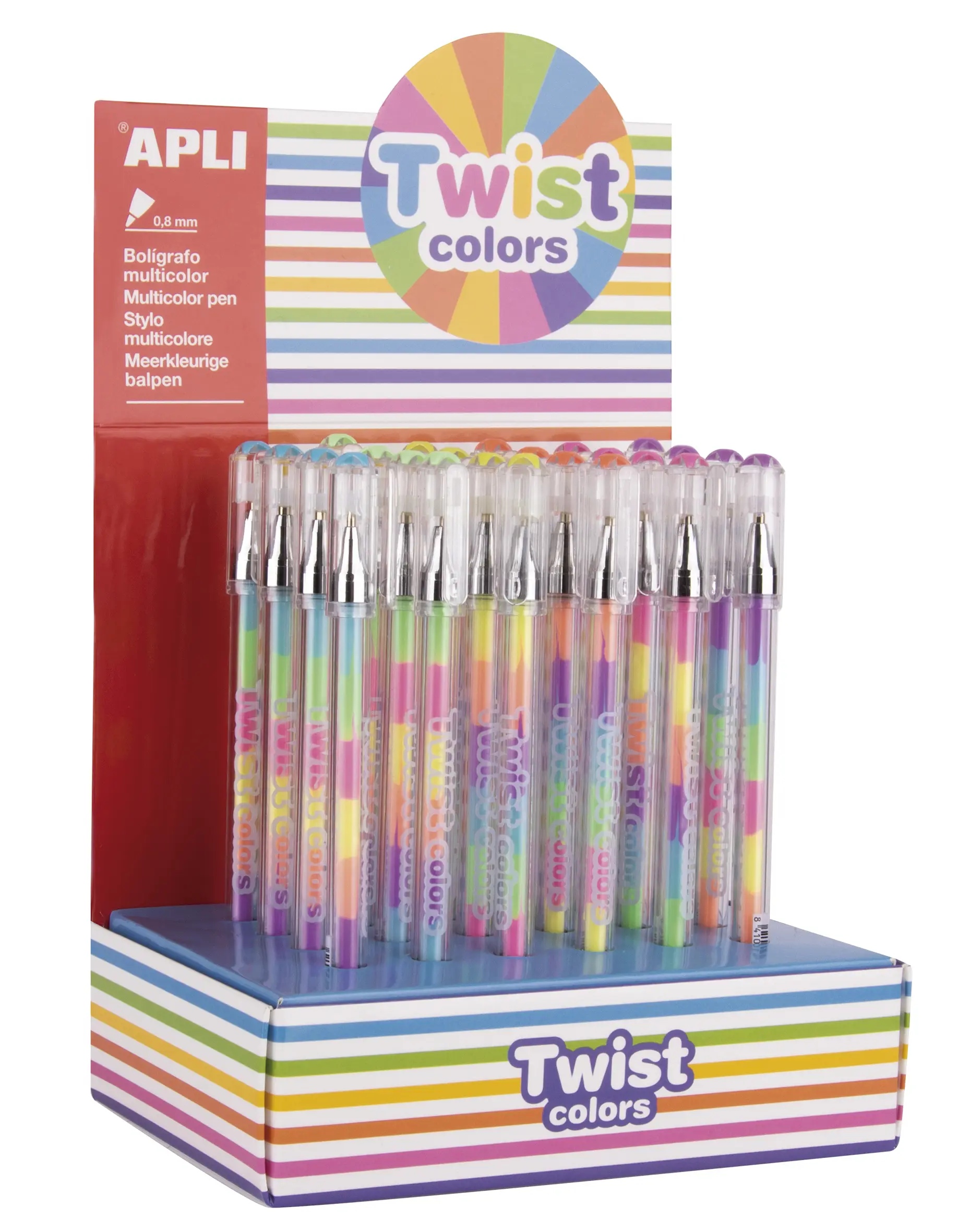 Apli Expositor Boligrafos Gel Pen Twist Colors - 0.8mm - Tinta Que Cambia de Color - Acabado Fluor -