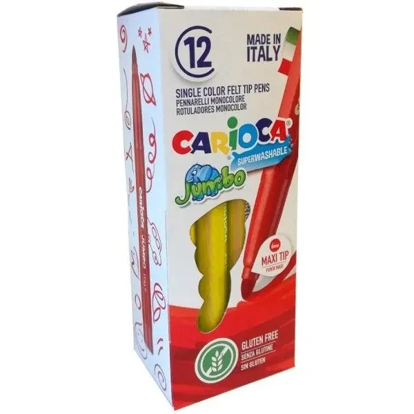 Carioca Jumbo Rotulador - Cuerpo Octogonal Maxi - Tinta Superlavable - Punta Maxi 6mm Bloqueada - Ta
