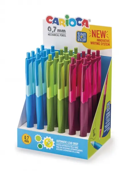 Carioca Expositor de 24 Portaminas Automaticos - Punta Mina de � 0.7mm - Descenso de la Mina Automat