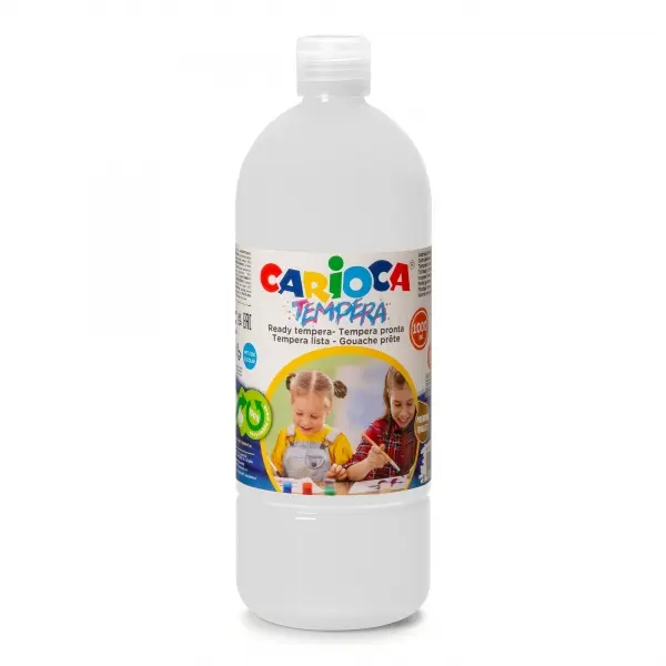 Carioca Botella Tempera 1000ml - Colores Superlavables - Faciles de Mezclar - Aplicable en Materiale
