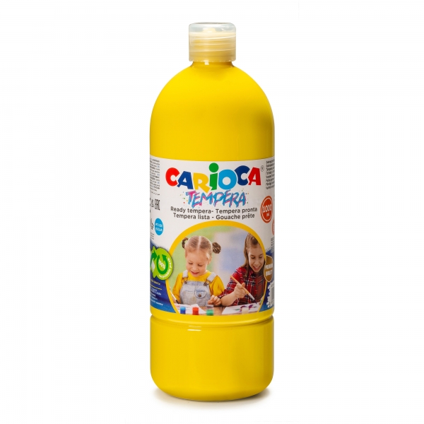 Carioca Botella de Tempera - 1000ml - Colores Superlavables - Faciles de Mezclar - Aplicable en Mate