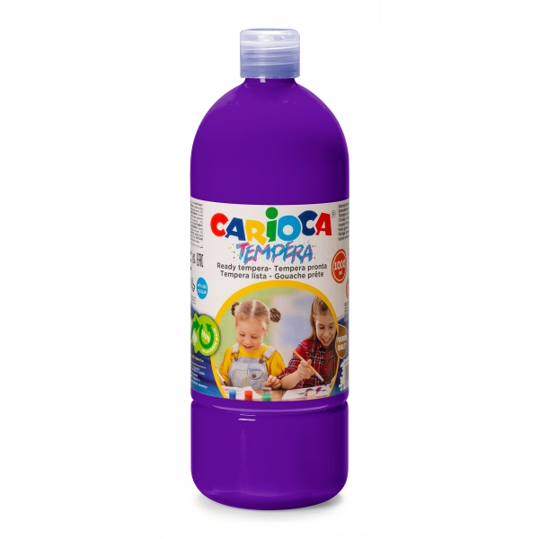 Carioca Botella de Tempera - 1000ml - Colores Superlavables - Faciles de Mezclar - Aplicable en Mate