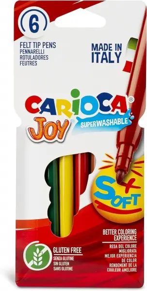 Carioca Joy Paperboard Pack de 6 Rotuladores de Punta Fina - Punta 2.6mm - Superlavables - Ideales p
