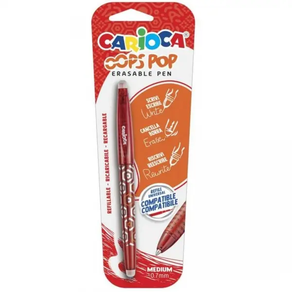 Carioca Oops Boligrafo Borrable - Tinta Termo Sensible - Empu�adura Texturizada - Punta de 0.7mm - D