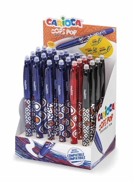 Carioca Oops Pop Expositor de 24 Boligrafos Borrables - Termo Sensible - Empu�adura Texturizada - Pu