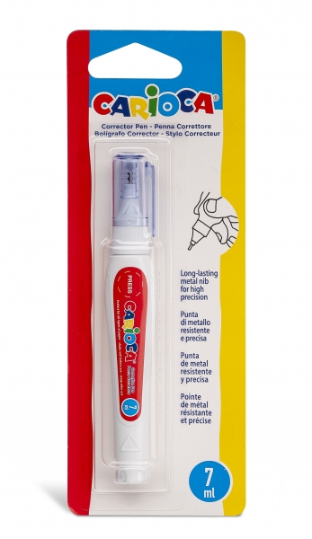Carioca Boligrafo Corrector 7ml - Punta de Metal Resistente y Precisa - Apto para Todo Tipo de Papel