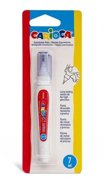 Carioca Boligrafo Corrector 7ml - Punta de Metal Resistente y Precisa - Apto para Todo Tipo de Papel