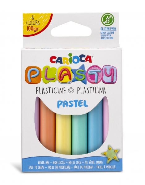 Carioca Pack de 6 Plastilinas Colores Pastel - Facil de Usar - No Se Seca - Reutilizable - Colores B
