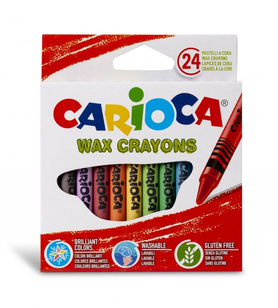 Carioca Pack de 24 Ceras Pastel - Colores Brillantes - Lavables - Cuerpo de � 8mm - Color Varios