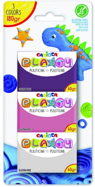Carioca Blister 3 Plastilinax60gr - Facil de Usar - No Se Seca - Reutilizable - Colores Brillantes y