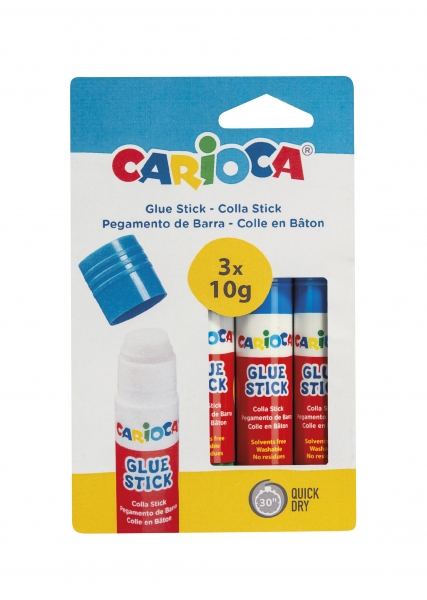 Carioca Pack de 3 Pegamentos de Barra - Ideal para Casa, Colegio y Oficina - Pega Papel, Fotos y Tej